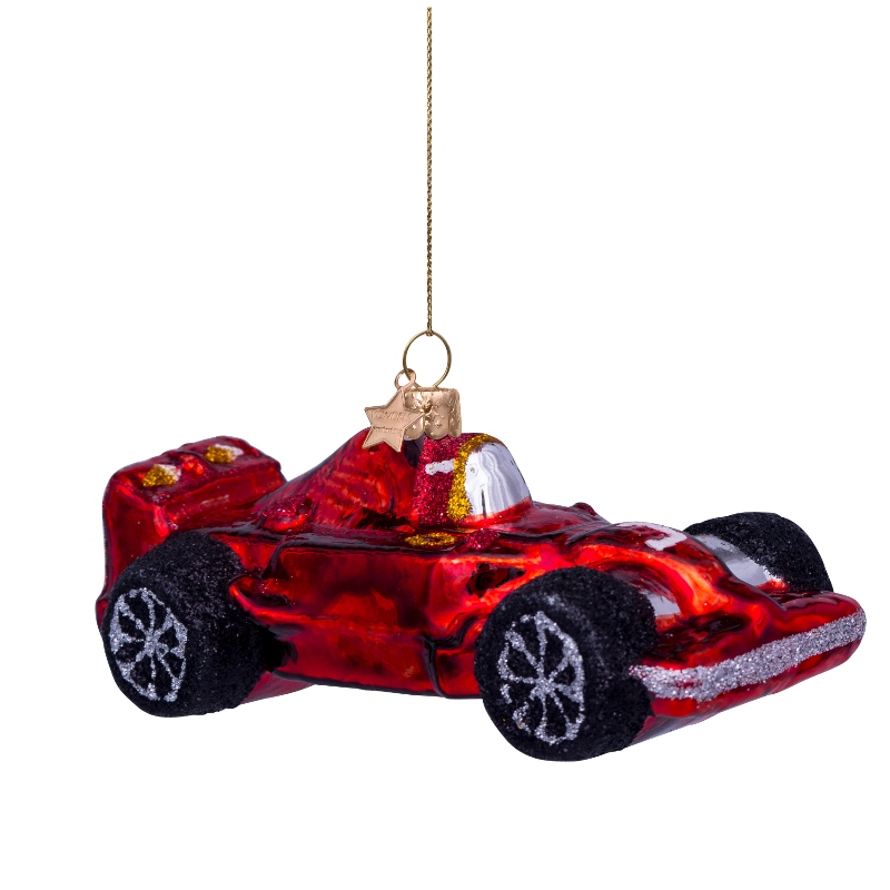 Vondels kerstbal raceauto - rood