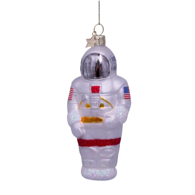 Vondels kerstbal astronaut - wit/zilver