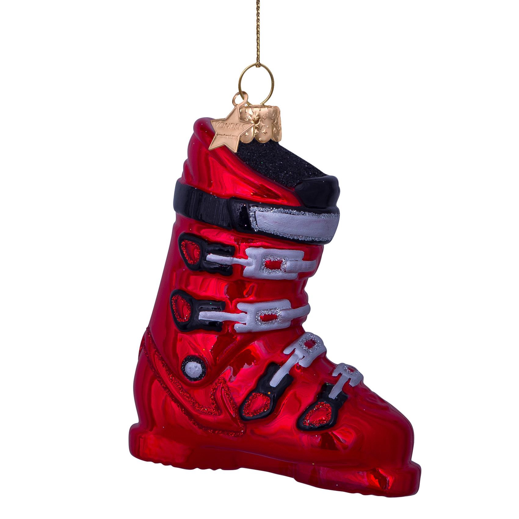 Vondels kerstballen skischoen - rood