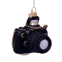 Vondels kerstbal camera - zwart