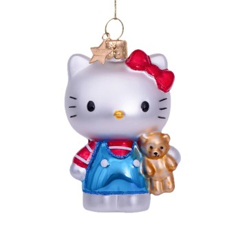 vondels kerstbal hello kitty blue w/bear h9cm w/box