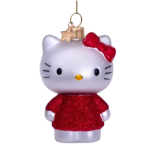 Vondels kerstbal hello kitty met rode jurk