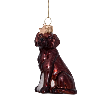 Vondels kerstbal brown opal labrador H8.5cm