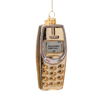 vondels kerstbal shiny gold cellphone h10cm