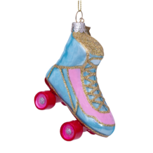 Vondels kerstbal rolschaats - blauw/roze
