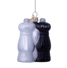 Vondels kerstbal peper-en zoutstel - zwart/wit