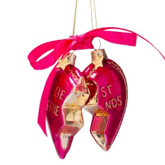 vondels kerstbal raspberry pink set of best friends heart h8