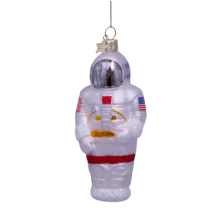 Vondels kerstbal astronaut - wit/zilver