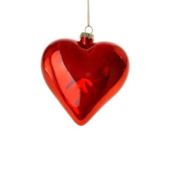 christmas ornament heart - red (10 cm)