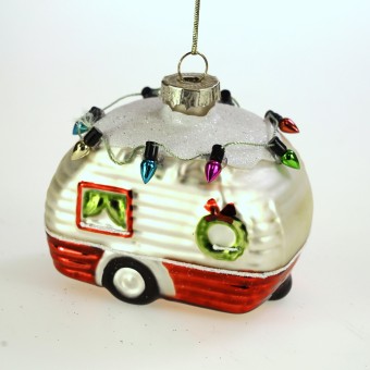 christmas ornament caravan - red & white