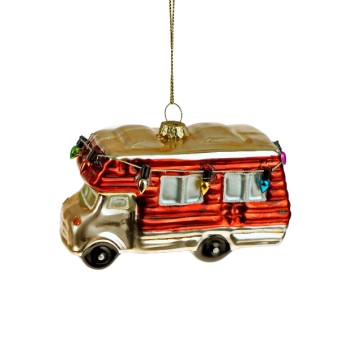 christmas ornament camper van - red