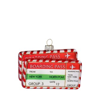 christmas ornament boarding pass new york - north pole