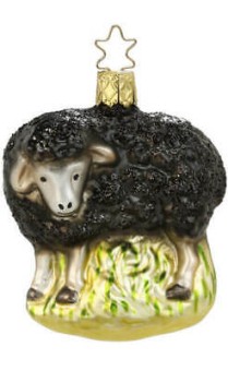 kerstbal schaapje - zwart