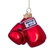 christmas ornament shiny boxing gloves - red