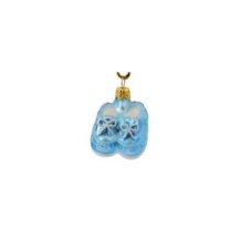 christmas ornament pair of mini baby shoes - blue