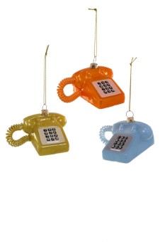 Cody Foster kerstbal vintage telefoon met toetsen