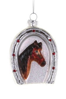 kerstbal hoefijzer met paard