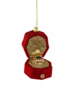 Cody Foster kerstbal ringendoosje met ring - rood