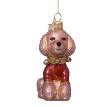 christmas ornament poodle with shirt - mid brown