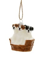 Cody Foster kerstbal pups in mandje