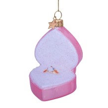 Vondels kerstbal ringendoosje met trouwring - roze