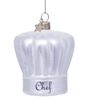 christmas ornament chef's hat - silver