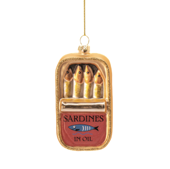 kerstbal sardientjes in blik