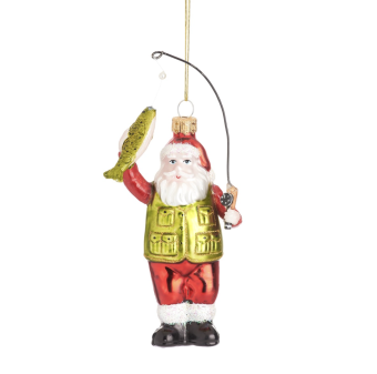 christmas ornament santa fishing