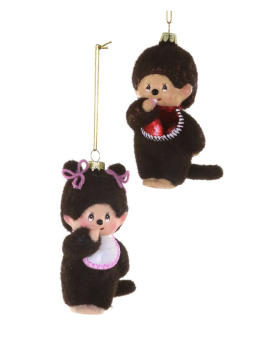 christmas ornament vintage monkey doll 2 asst