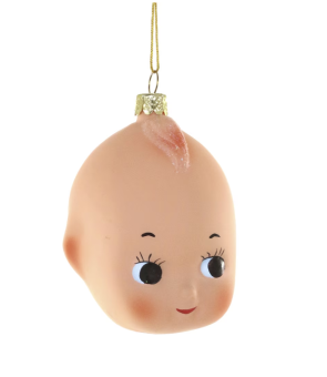 kerstbal vintage cupid doll head