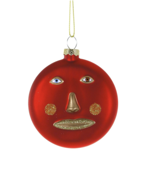 kerstbal le visage disc - red