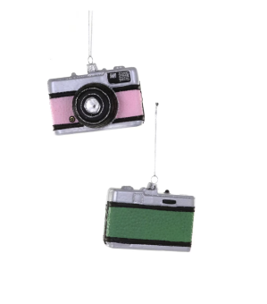 christmas ornament vintage camera pink OR green 