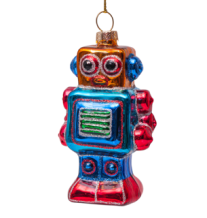 Vondels kerstbal robot - blauw