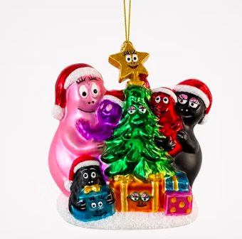 kerstbal barpapapa decorating tree