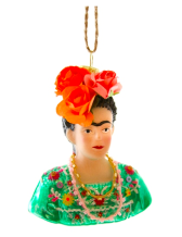 Cody Foster kerstbal Frida Kahlo - rood/groen
