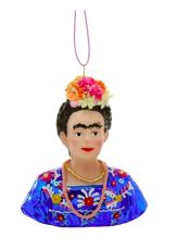 kerstbal Frida Kahlo - blauw/rood