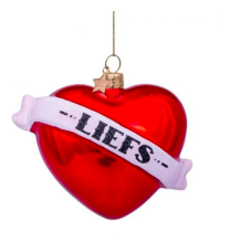 christmas ornament red heart with 'liefs'