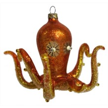 Cody Foster kerstbal kitsch octopus - oranje