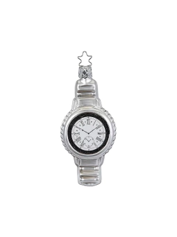 kerstbal horloge - zilver