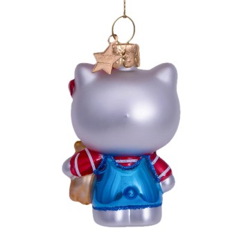 vondels kerstbal hello kitty blue w/bear h9cm w/box