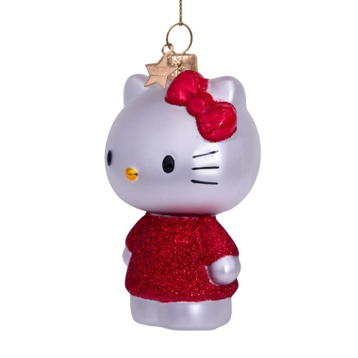 Vondels kerstbal hello kitty met rode jurk