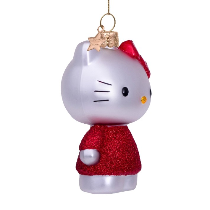 Vondels kerstbal hello kitty met rode jurk