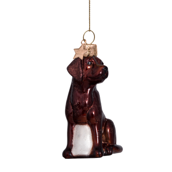kerstbal brown opal labrador H8.5cm
