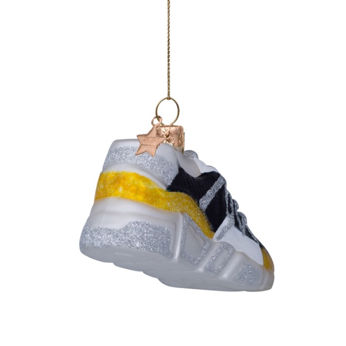 Vondels kerstbal sneaker - zwart/geel