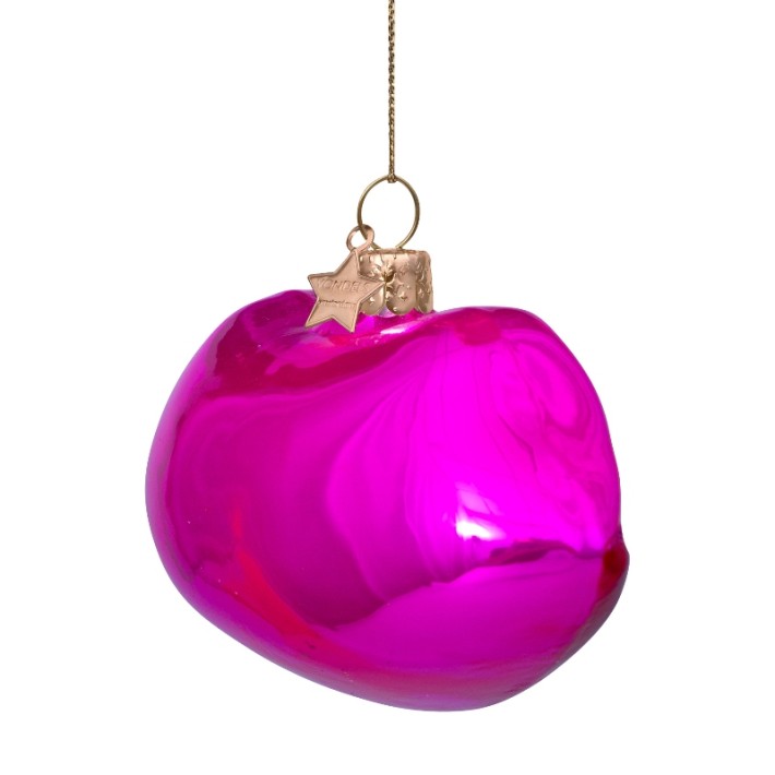 Vondels kerstbal lippen met 'women rule the world' - fuchsia/rood