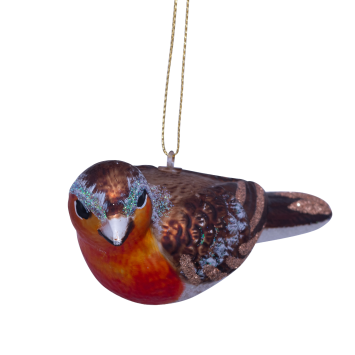 kerstbal robin bird H5.5cm