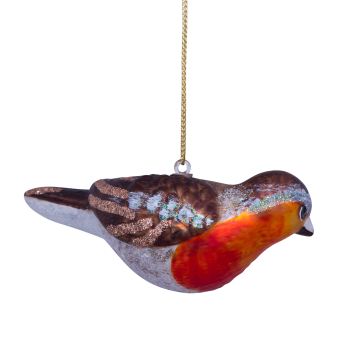 kerstbal robin bird H5.5cm