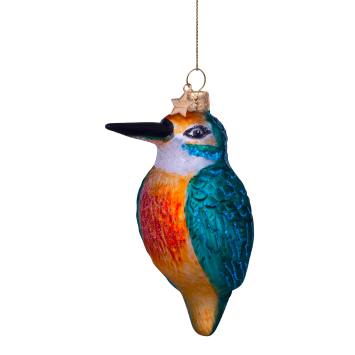 Vondels kerstbal blue orange kingfisher H10cm