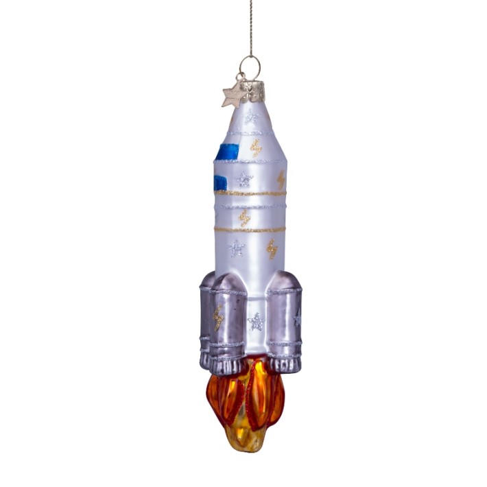 Vondels kerstbal raket - zilver