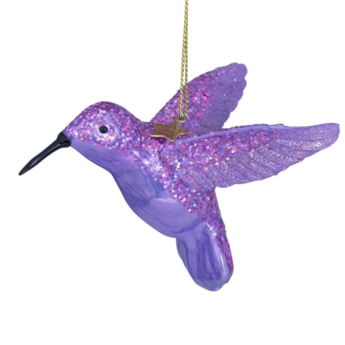 Vondels kerstbal kolibrie - paars